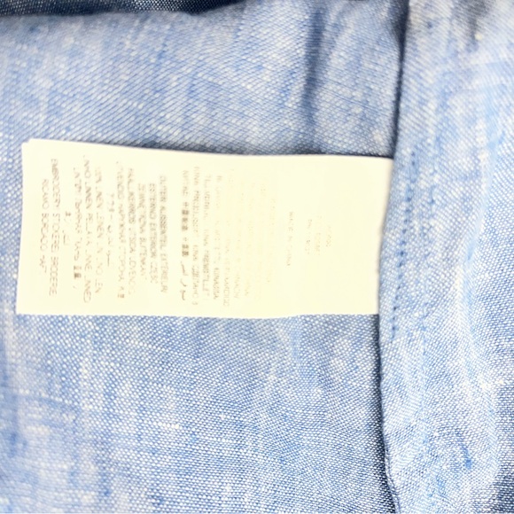 Boden Heidi Blue Embroidered Puff Short Sleeve V-Neck Linen Top US 12 - Picture 5 of 5